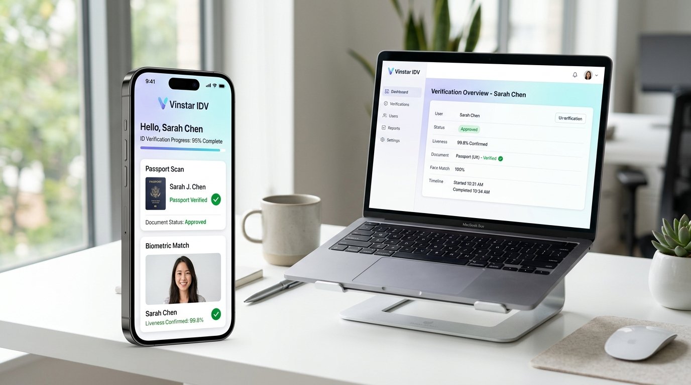 Vinstar Identity Verification UI on Mobile and Laptop